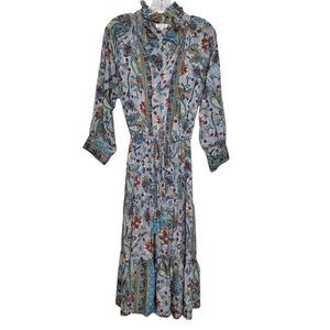 Paani Paisley Floral Midi Tiered Dress Boho Cottagecore Size Medium